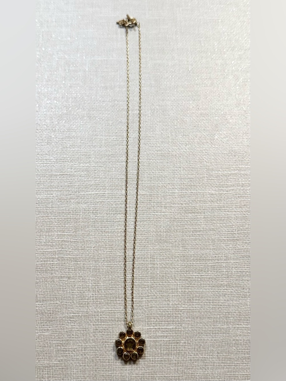 Banana Republic Gold Tone Smoky Crystal Floral Pendant Necklace